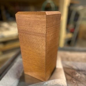 Handmade solid Mahogany wood faux flower vase